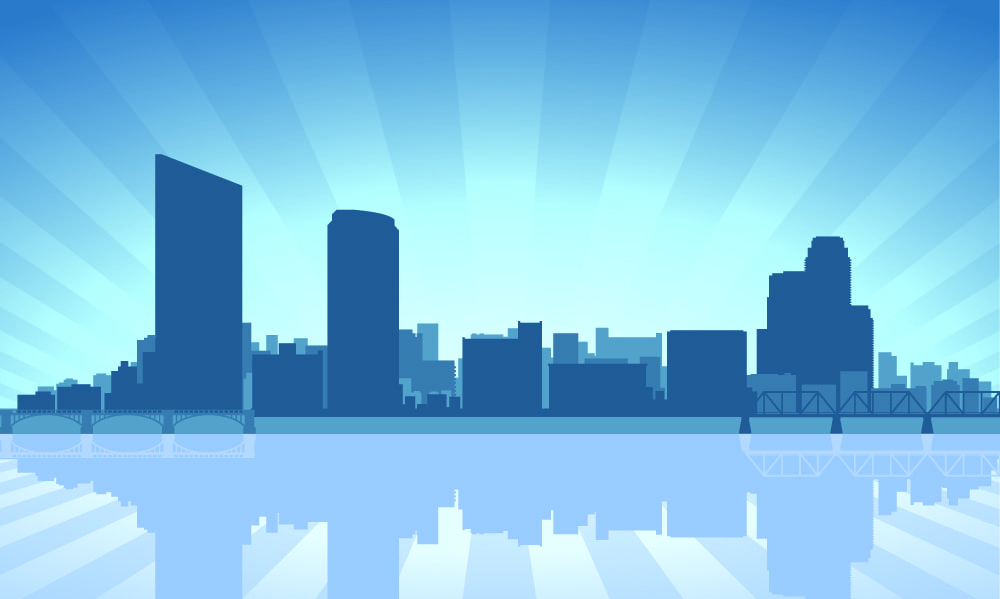 Grand Rapids Michigan skyline illustration